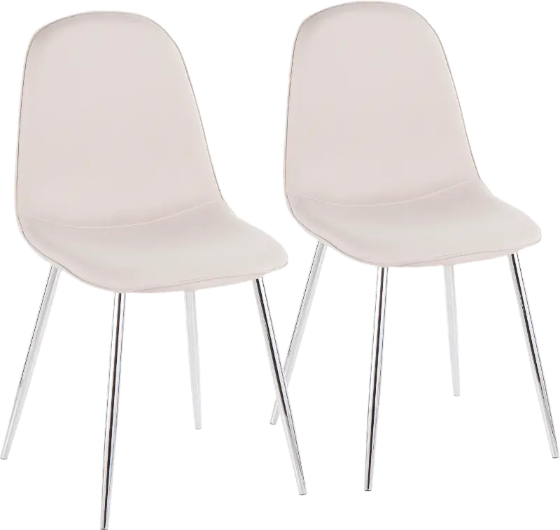 Contemporary Beige and Chrome Dining Room Chair (Set of 2) - Pebble