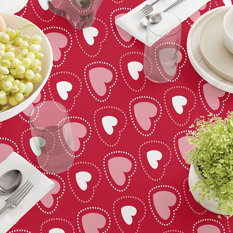 Square Tablecloth， 100% Polyester， 70x70， Hearts in Stitches