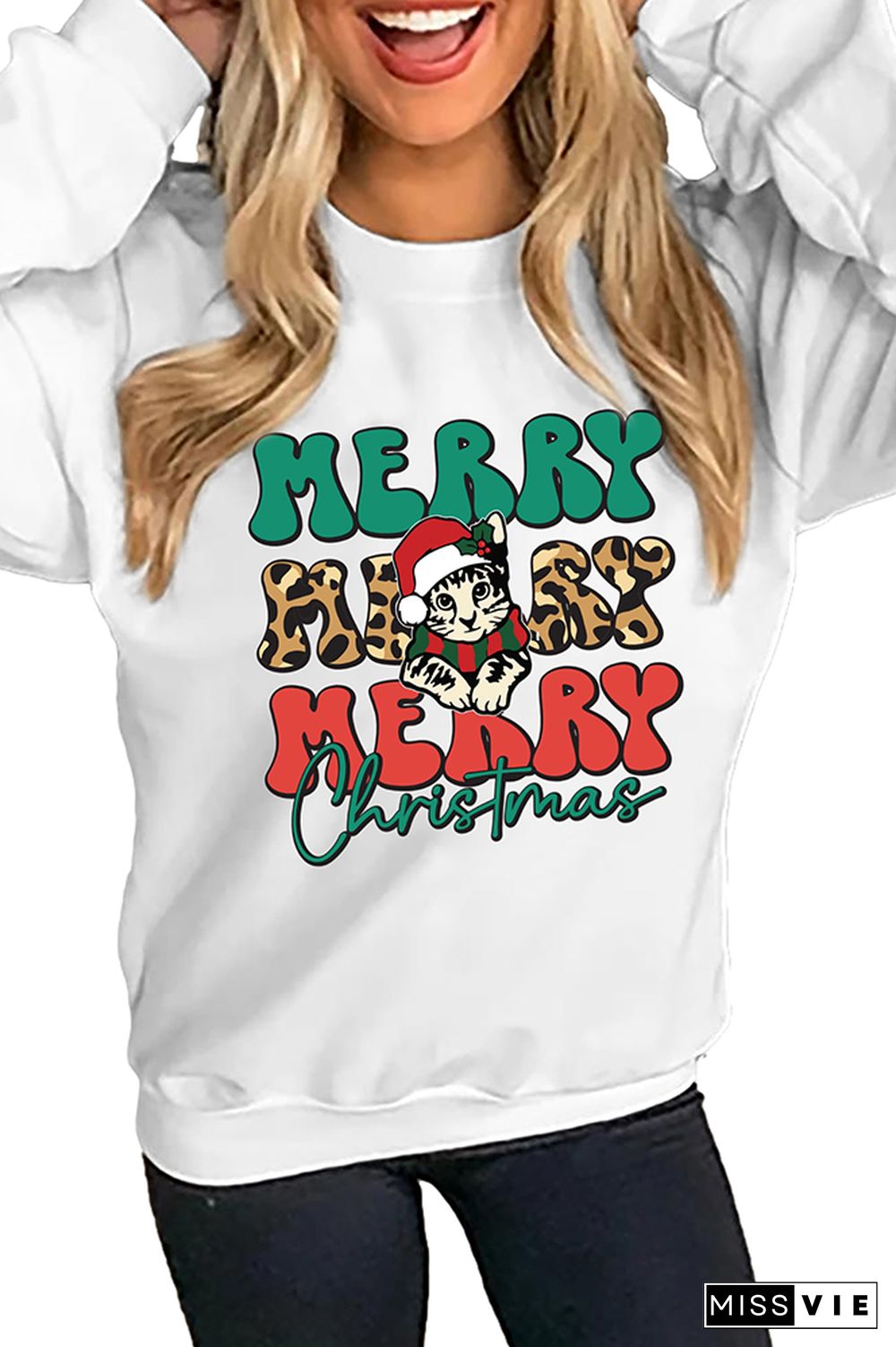 Merry Christmas Cat Sweatshirt Wholesale