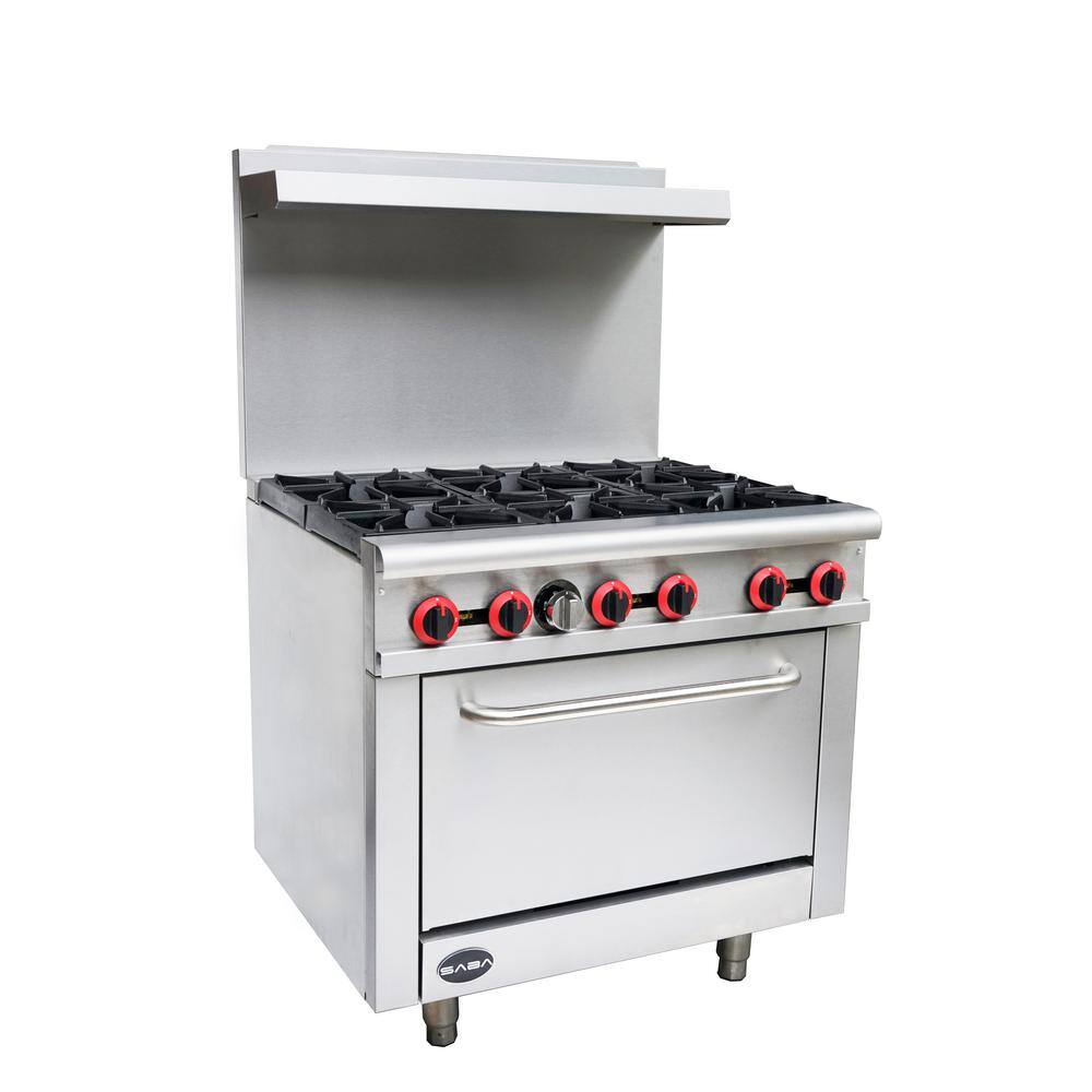 SABA 36 in. 4.5 cu. ft. Commercial 6 Burner Gas Range in Stainless Steel GR-36