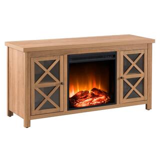 MeyerCross Colton 47.75 in. Golden Oak TV Stand with Log Fireplace Insert TV0689