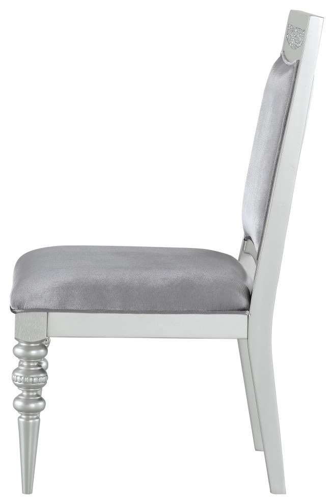 ACME Maverick Side Chair  Set 2  Fabric and Platinum   Traditional   Dining Chairs   by Homesquare  Houzz