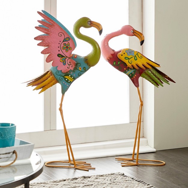 Coastal Flamingos Garden Sculpture Olivia amp May