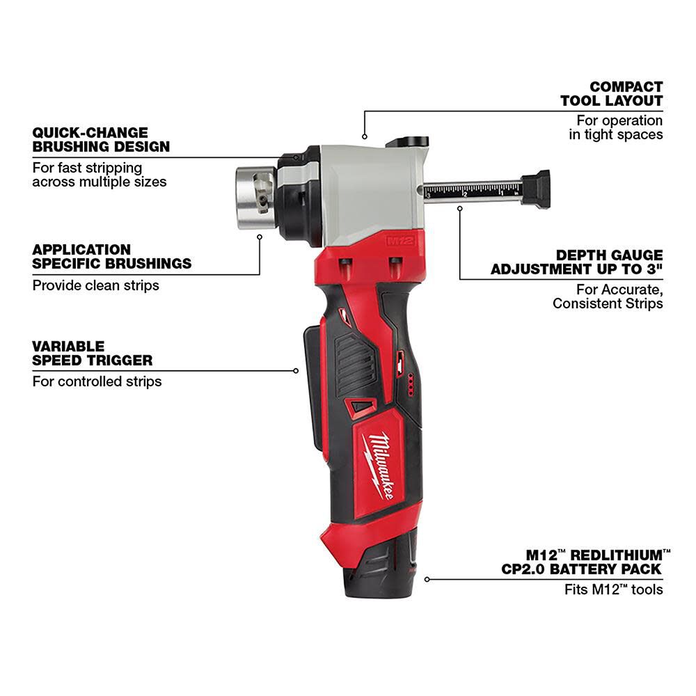 Milwaukee M12 Cable Stripper Kit for Cu RHW / RHH / USE 2435X-21 from Milwaukee