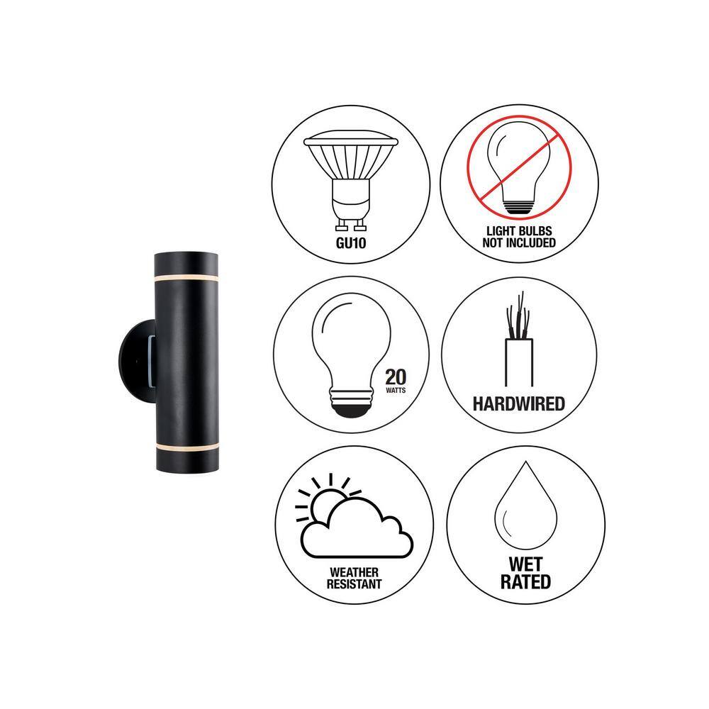 Artika C7 Black Modern Outdoor Hardwired Garage and Porch Light Cylinder Sconce AMP101-CCABL