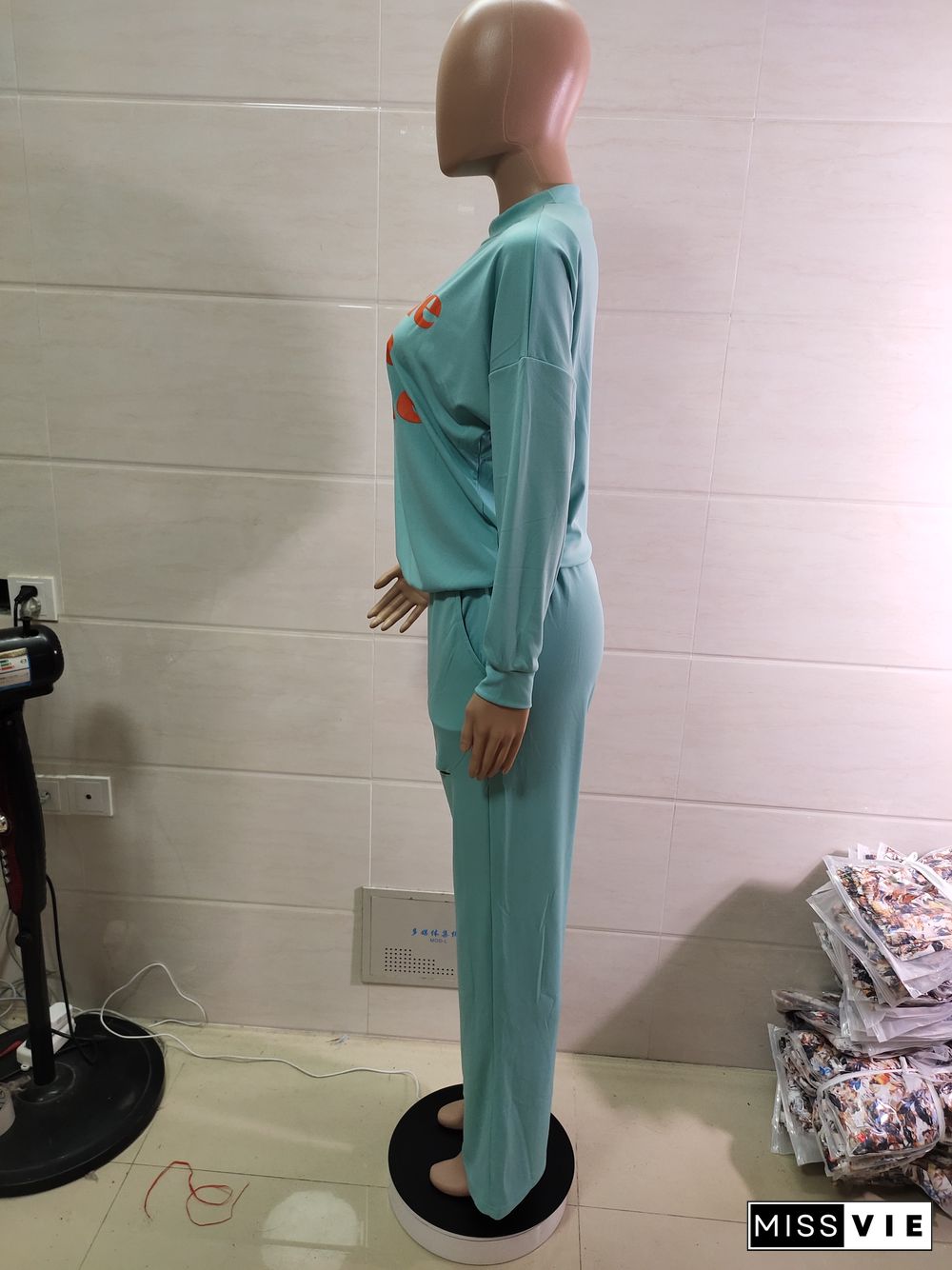 Loose Oversized Letter Print Shirts Home Sweatpants Sets
