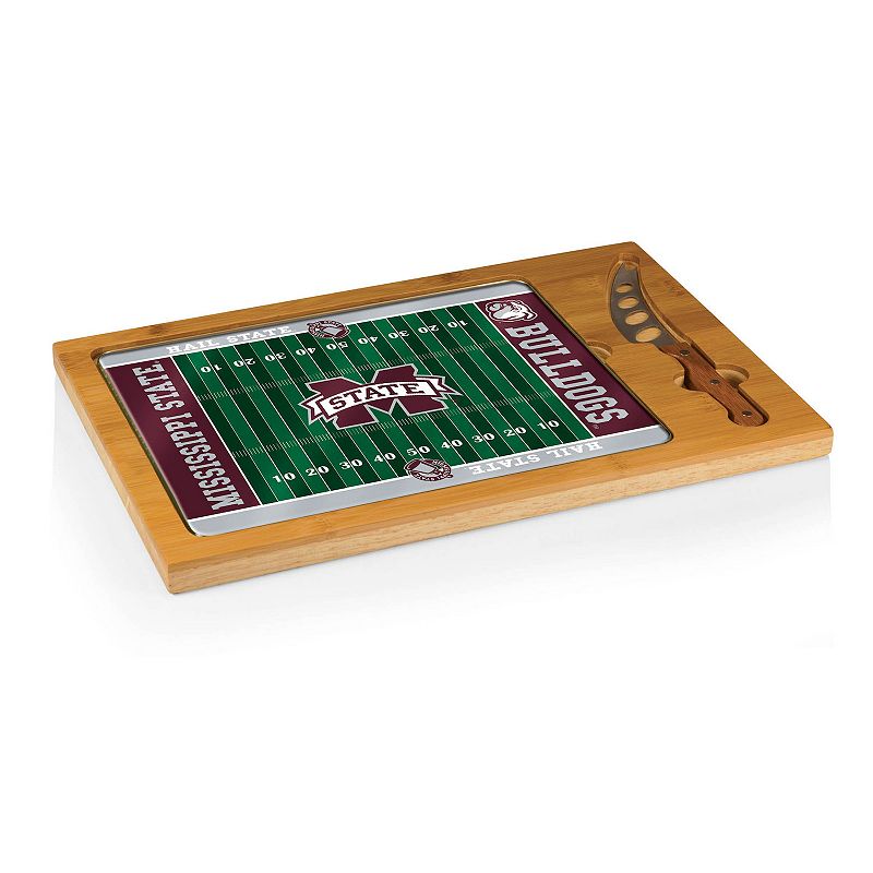 Picnic Time Mississippi State Bulldogs Icon Glass Top Cutting Board and Knife Set