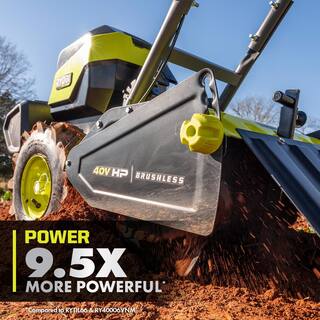 RYOBI 40V HP Brushless 18 in. Battery Powered Rear Tine Tiller  18V ONE+ 8 in. Cordless Cultivator - 40V  18V 4 Ah Batteries RY40720-C