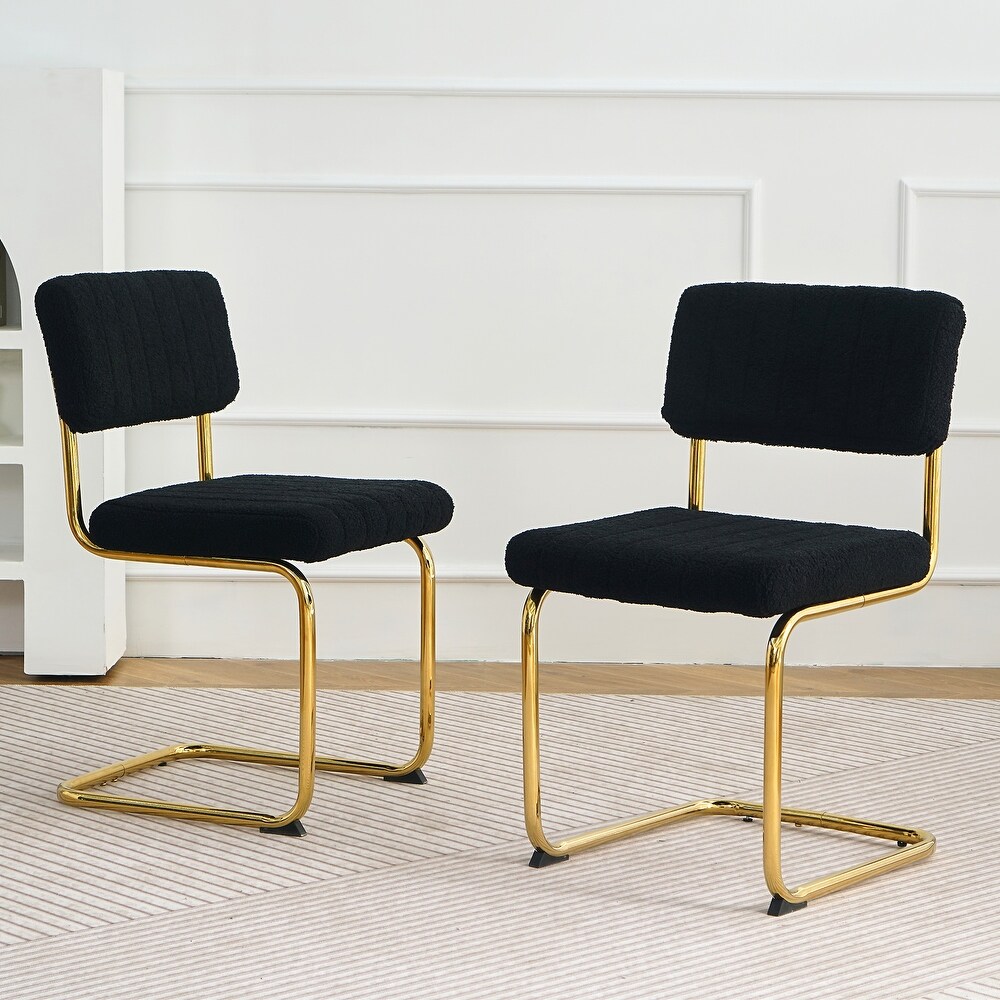 Set of 2 Modern Upholstered Dining Chair with Metal Leg