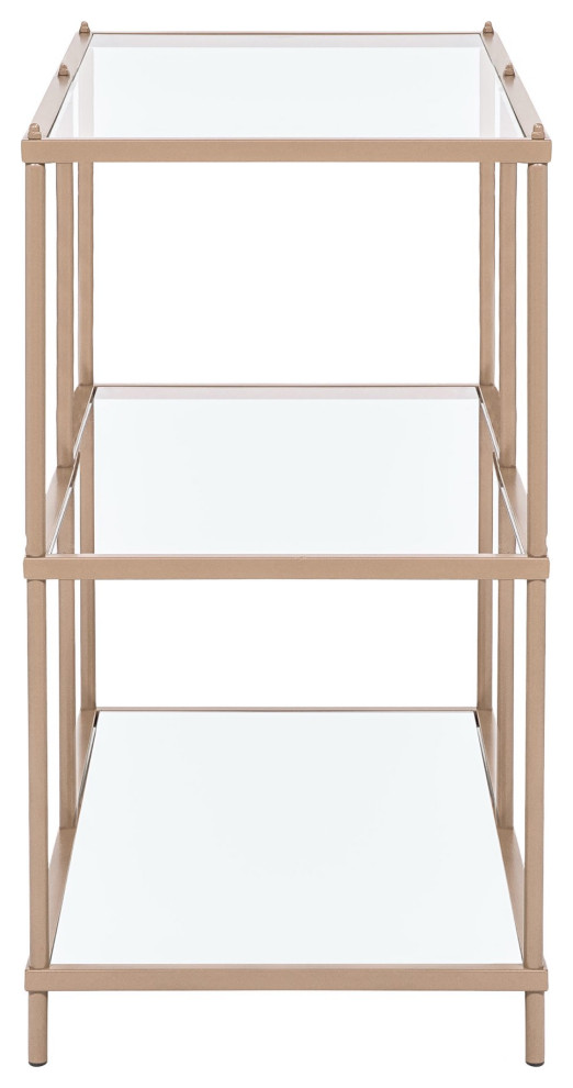 Elegant Console Table  Metal Frame With Glass Top  ampMirrored Shelves   Contemporary   Console Tables   by Decor Love  Houzz