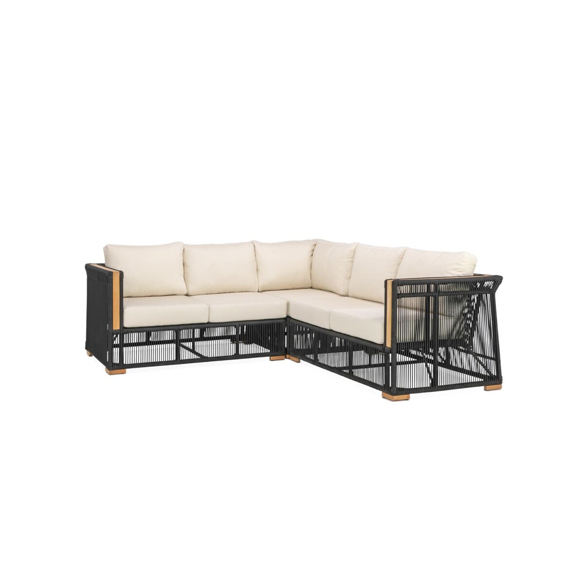 Signature Willow Bay 3 Piece Olefin Rope and Teak Patio Sectional