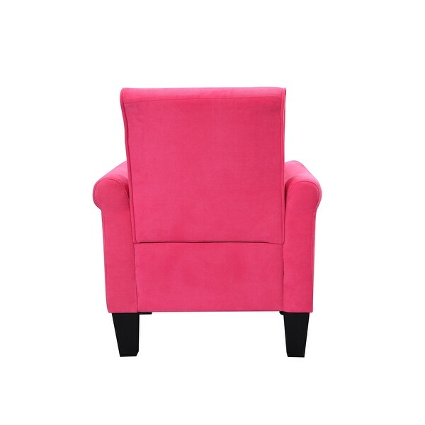 High Quality Fabric Accent Chairs， Sleek Lounge Chairs Comfy Sofa Chair， PU Leather Flared Armchair for Livingroom， Pink