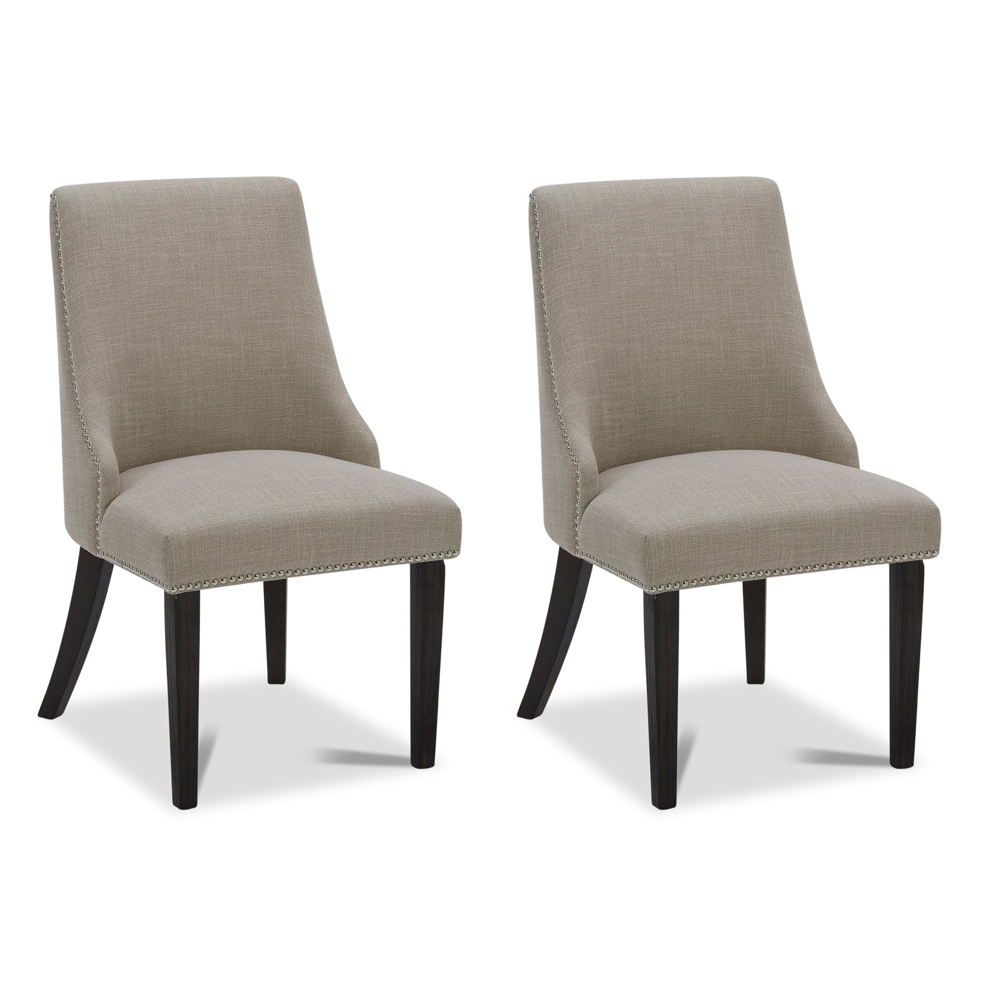 CHITA Upholstered Dining Chairs Set of 2 Kitchen Chairs， Full BackandWood Legs， Fabric in Flax Beige