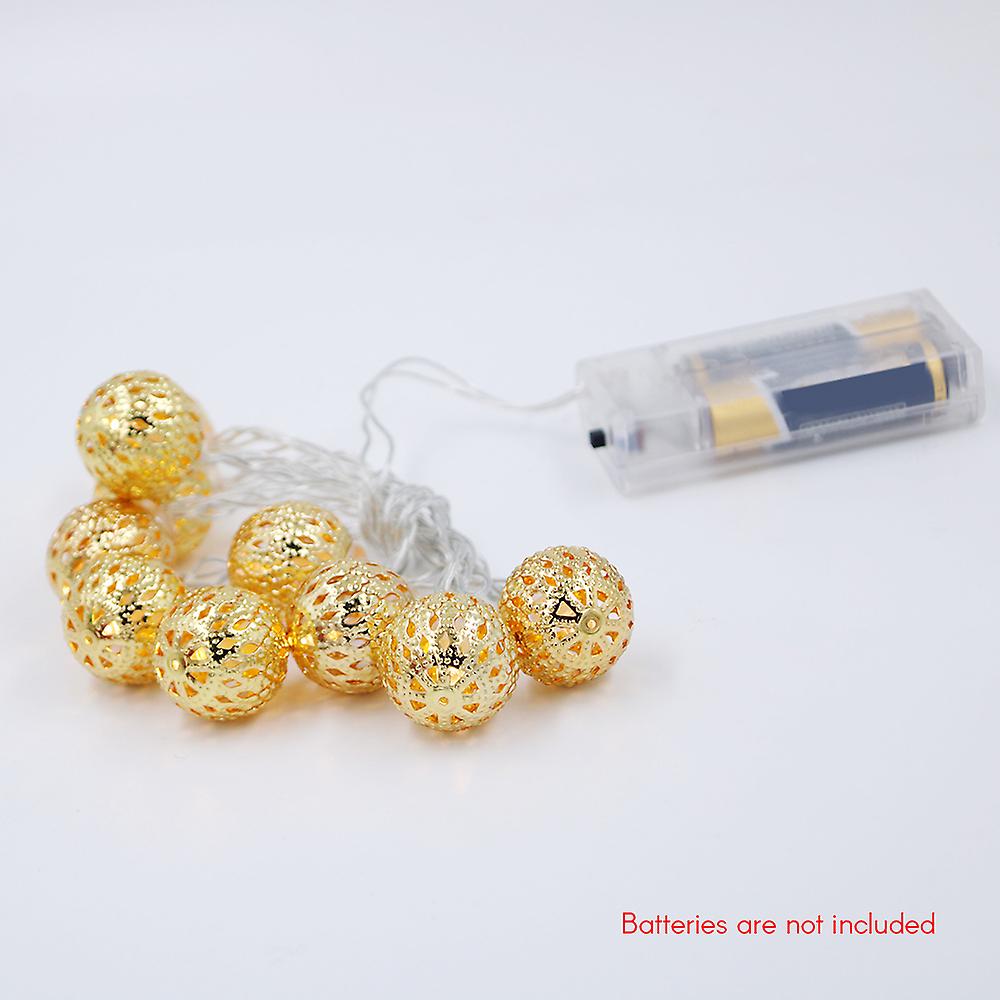 Decorative String Lights 10 Led Metal Ball Light For Christmas Holiday Party Home Garden Decoration Yellow