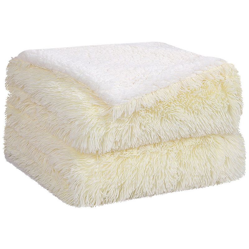 Faux Fur Blanket Soft Warm Reversible Shaggy Sherpa Throw 50x60