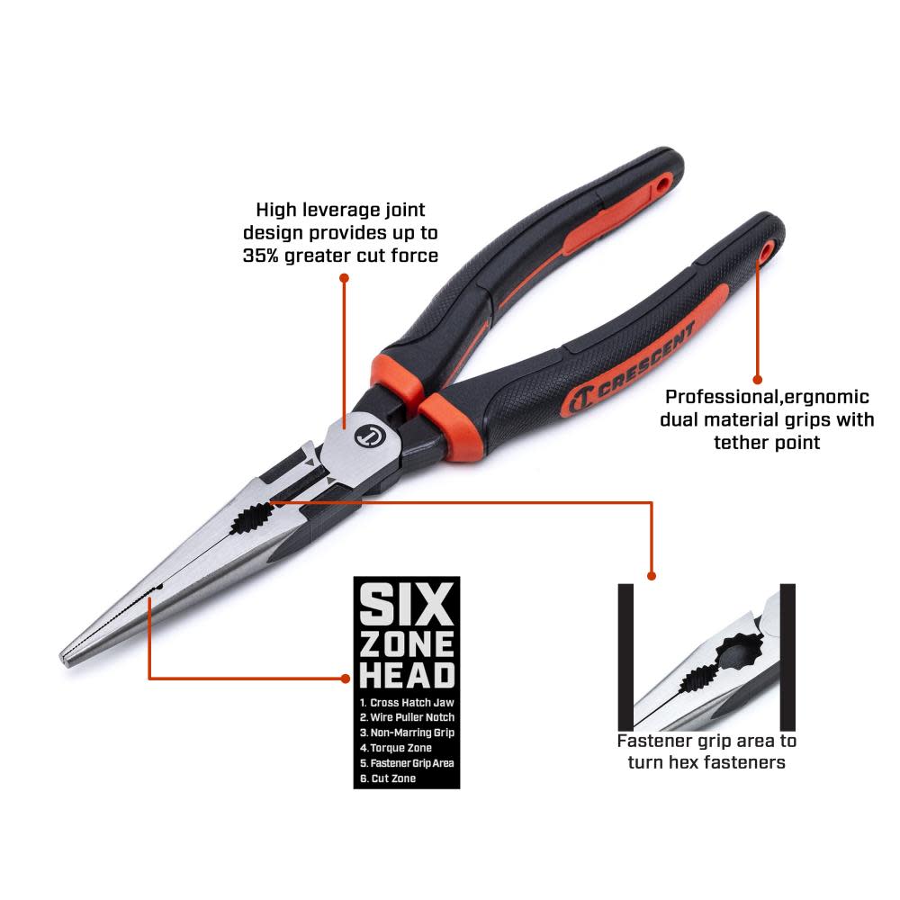 Crescent Z2 6 Long Nose Pliers Dual Material