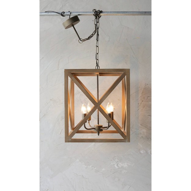 Metal wood Chandelier Natural Brown Storied Home