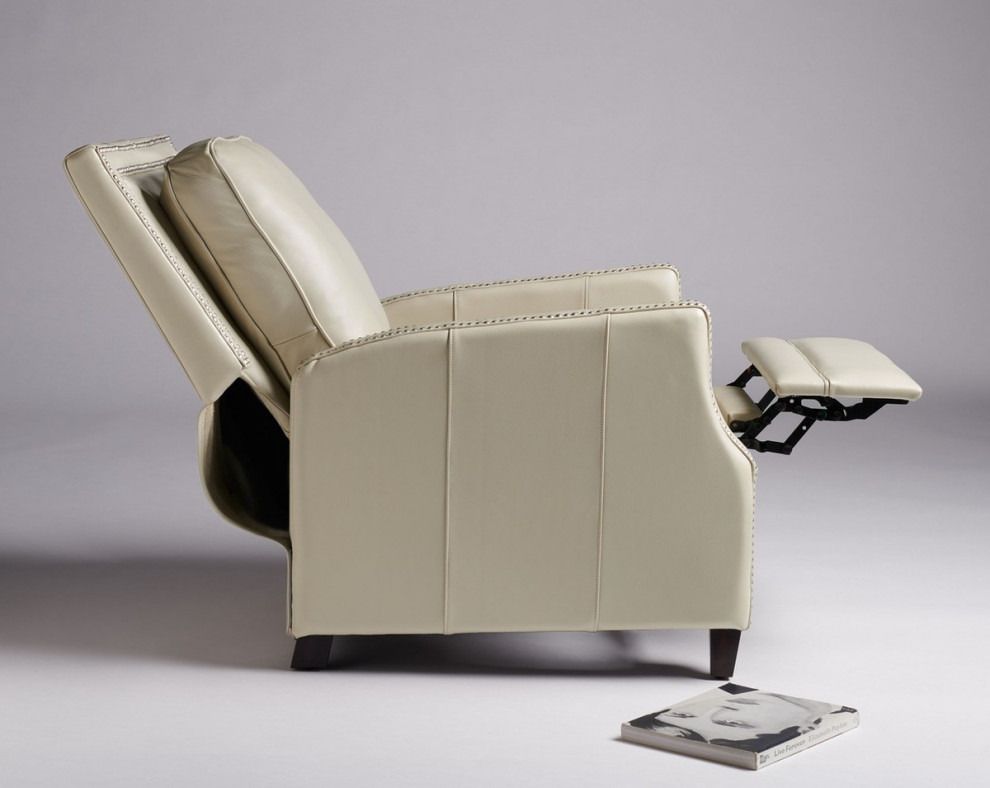 Stirling Leather Recliner Cream   Transitional   Recliner Chairs   by Peachtree Fine Furniture  Houzz