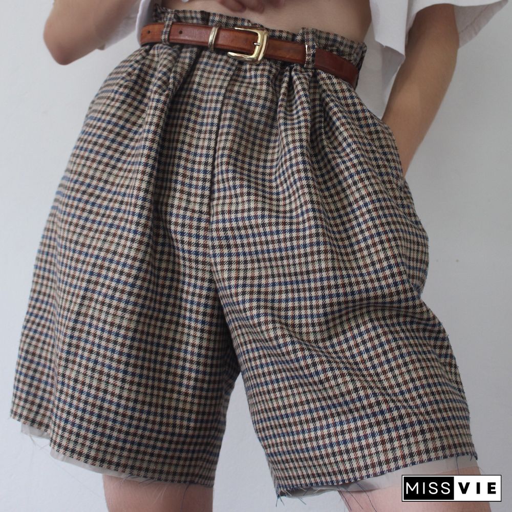 Summer Brown Plaid Shorts