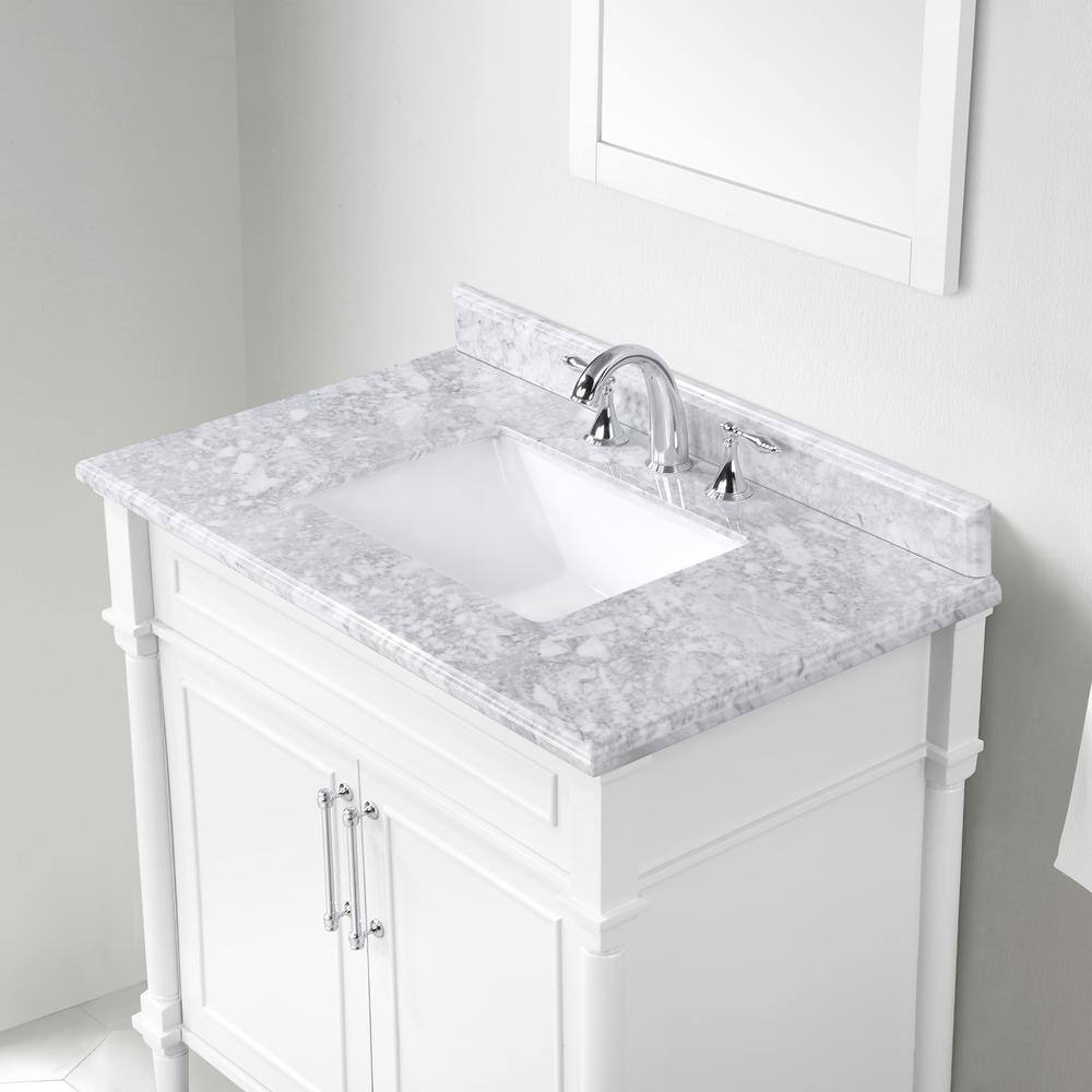 Home Decorators Collection Aberdeen 36 in. W x 22 in. D x 34.5 in. H Bath Vanity in White with White Carrara Marble Top 8103600410