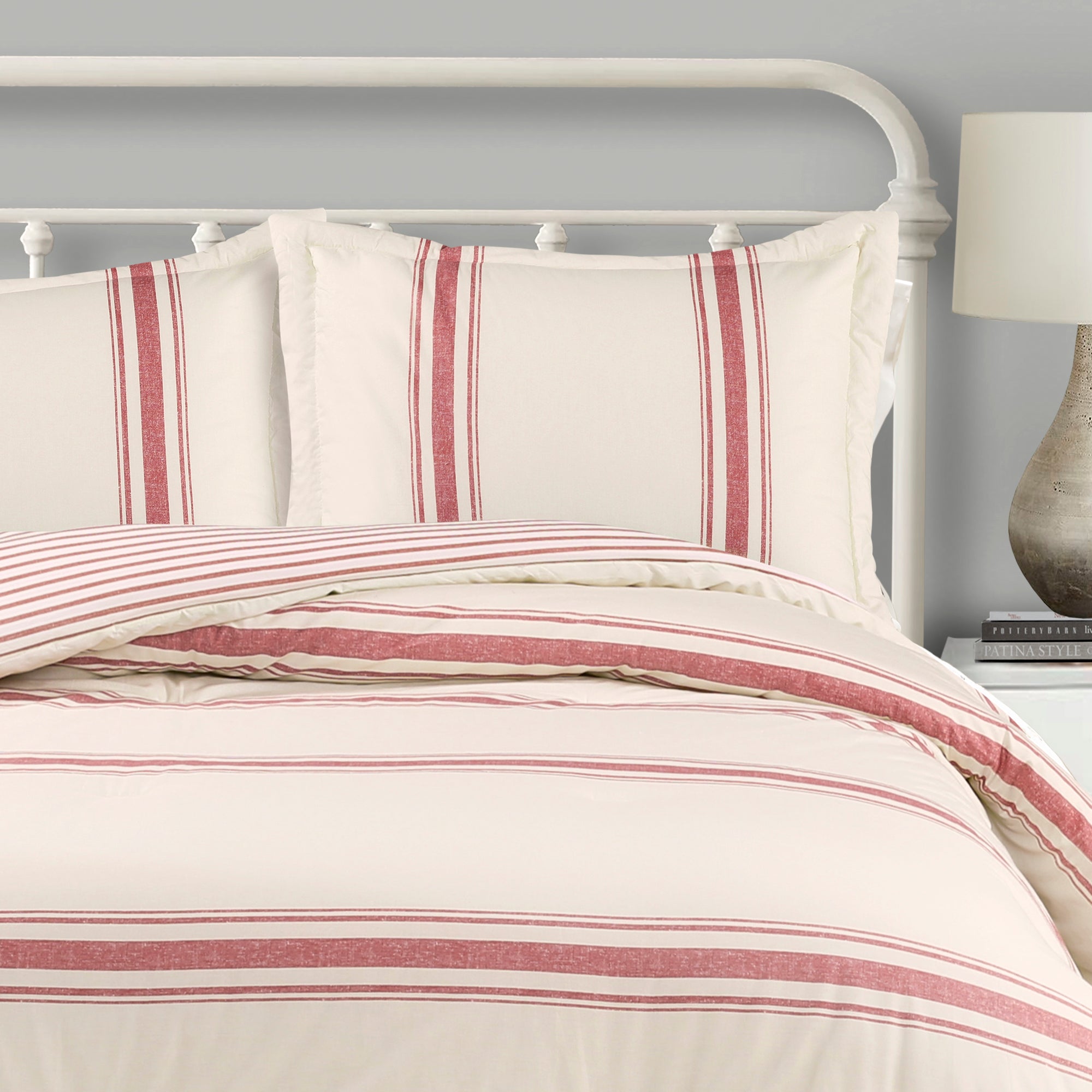 Farmhouse Stripe Cotton Reversible Comforter Set