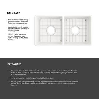 Glacier Bay Farmhouse Apron-Front Fireclay 33 in. Double Bowl Kitchen Sink in White with Bottom Grid 3ABRB-39-001