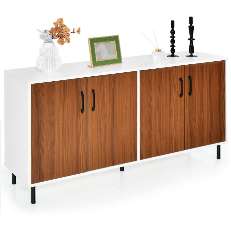 4-Door Kitchen Buffet Sideboard for Dining Room and Kitchen-White - 58