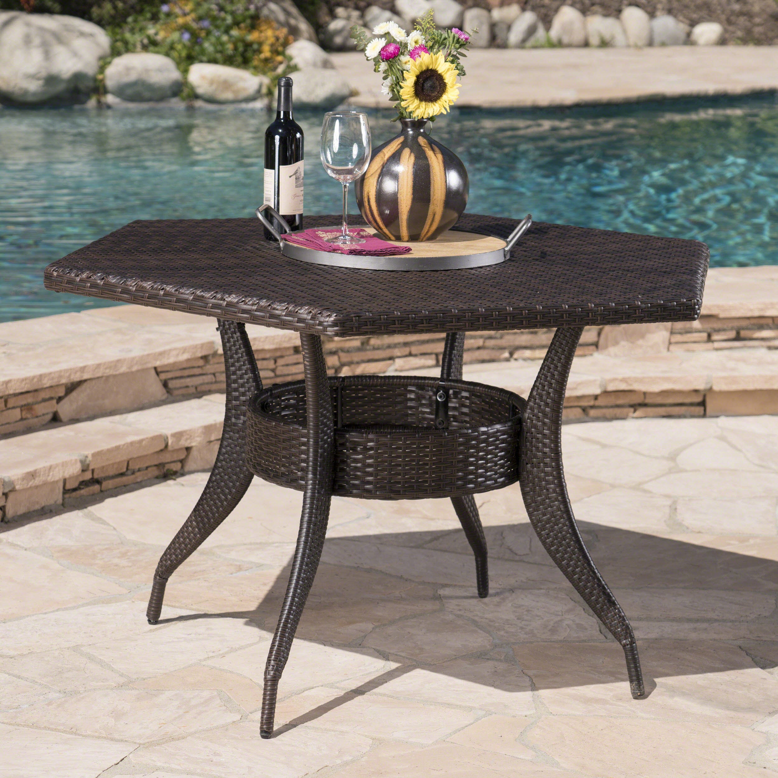 Daisy Outdoor 53 Inch Wicker Hexagon Dining Table