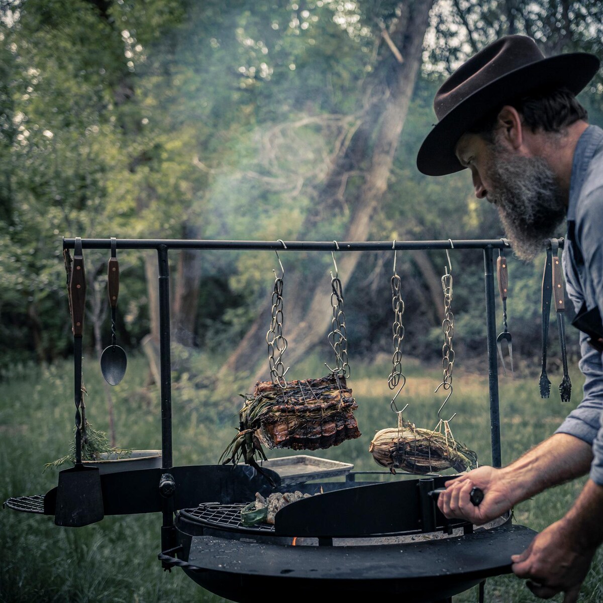 Barebones Living Side Table For Cowboy 30-Inch Fire Pit Grill