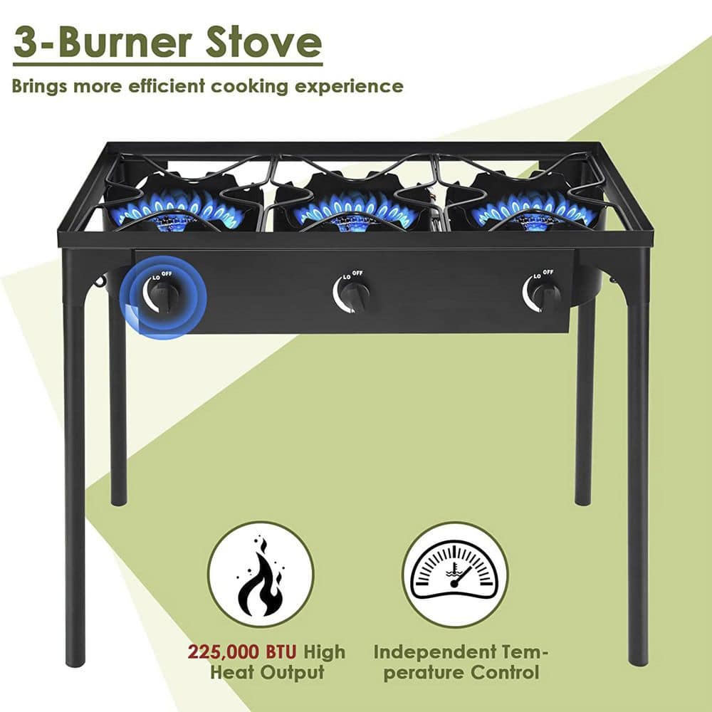 Alpulon 250000 BTU 3-Burner Gas Propane Cooker Outdoor Stove BBQ Grill ZMWV553