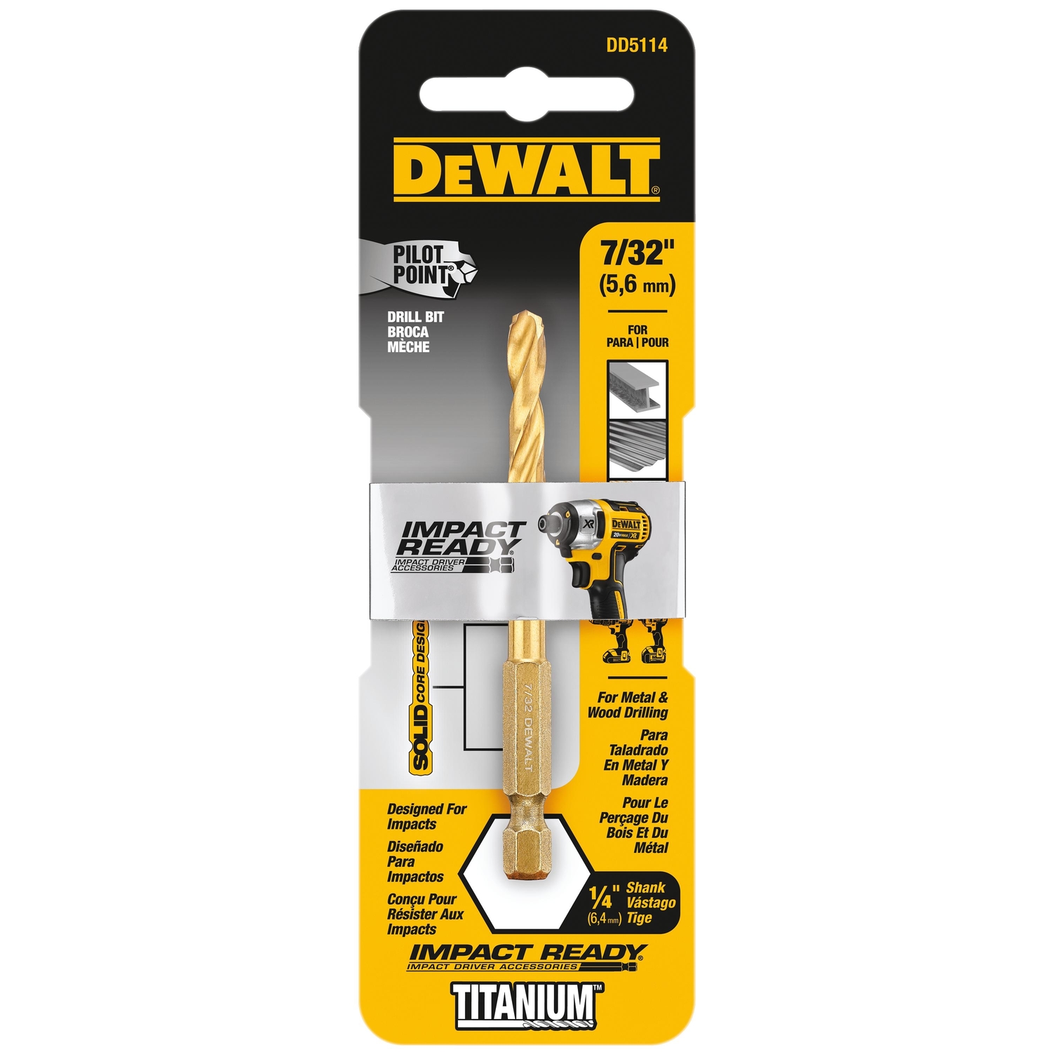 DW Impact Ready 7/32 in. X 3-7/64 in. L High Speed Steel Drill Bit 1 pc