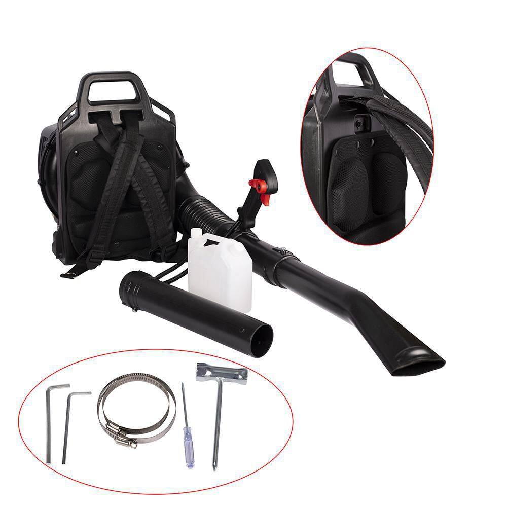 BTMWAY Black and Red 175 MPH 524 CFM 52cc 2-Cycle Gas Backpack Leaf Blower with Extended Tube. CXXRD-GI22235W465-Blower01