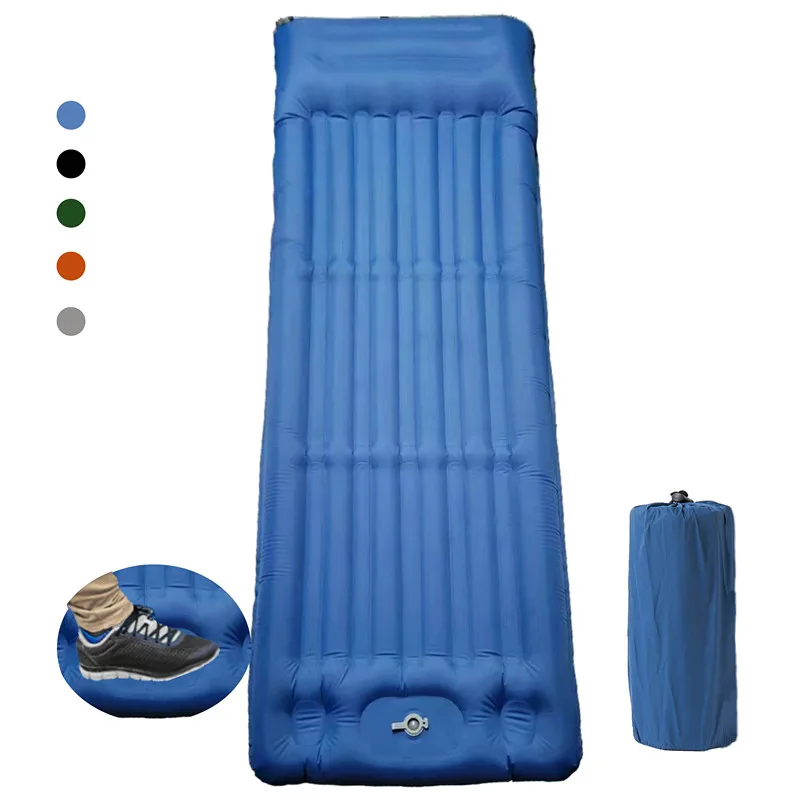 YYJ New Compact Ultralight TPU inflatable Camping Sleeping Pad with Built in Foot Pump Waterproof Air Mattress Sleeping Mat