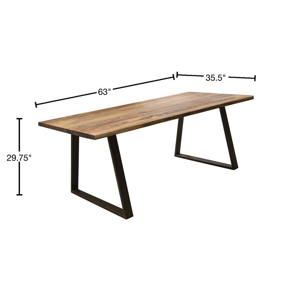 AmeriHome Sheesham 63 in. Rectangle Rosewood Wood Top with Black Metal Frame Dining Table Seats 6 SWDT63