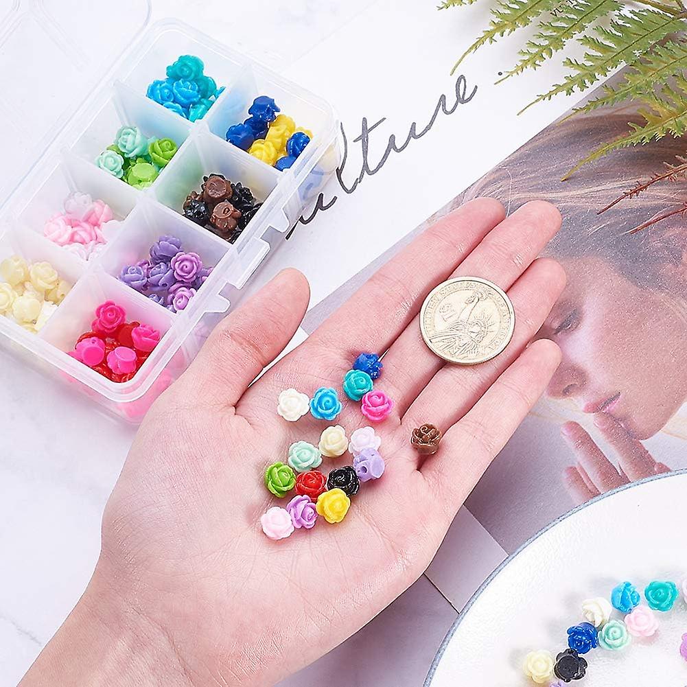 160pcs 16 Colors Rose Flowers Beads Buttons Flat Base Resin Flower Jewelry Beads Embellishments Flower Flatback Cabochons For Diy Crafts， Scrapbooking