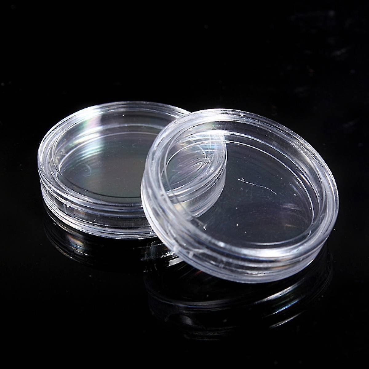 Small Round Transparent Plastic Coin Capsules Box， 10 Pcs 20mm and 10 Pcs 22mm