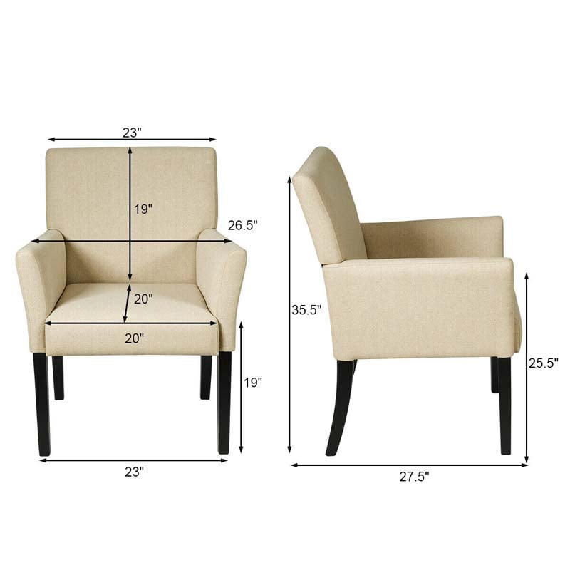 Fabric Upholstered Executive Guest Chair with Rubber Wood Legs, Reception Armchair for Meeting Room Office