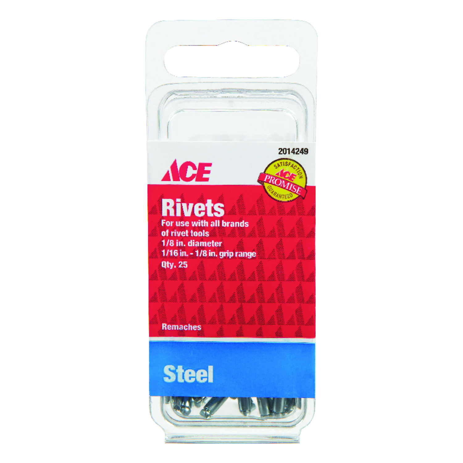 Ace 1/8 in. D X 1/8 in. Steel Rivets Silver 25 pk