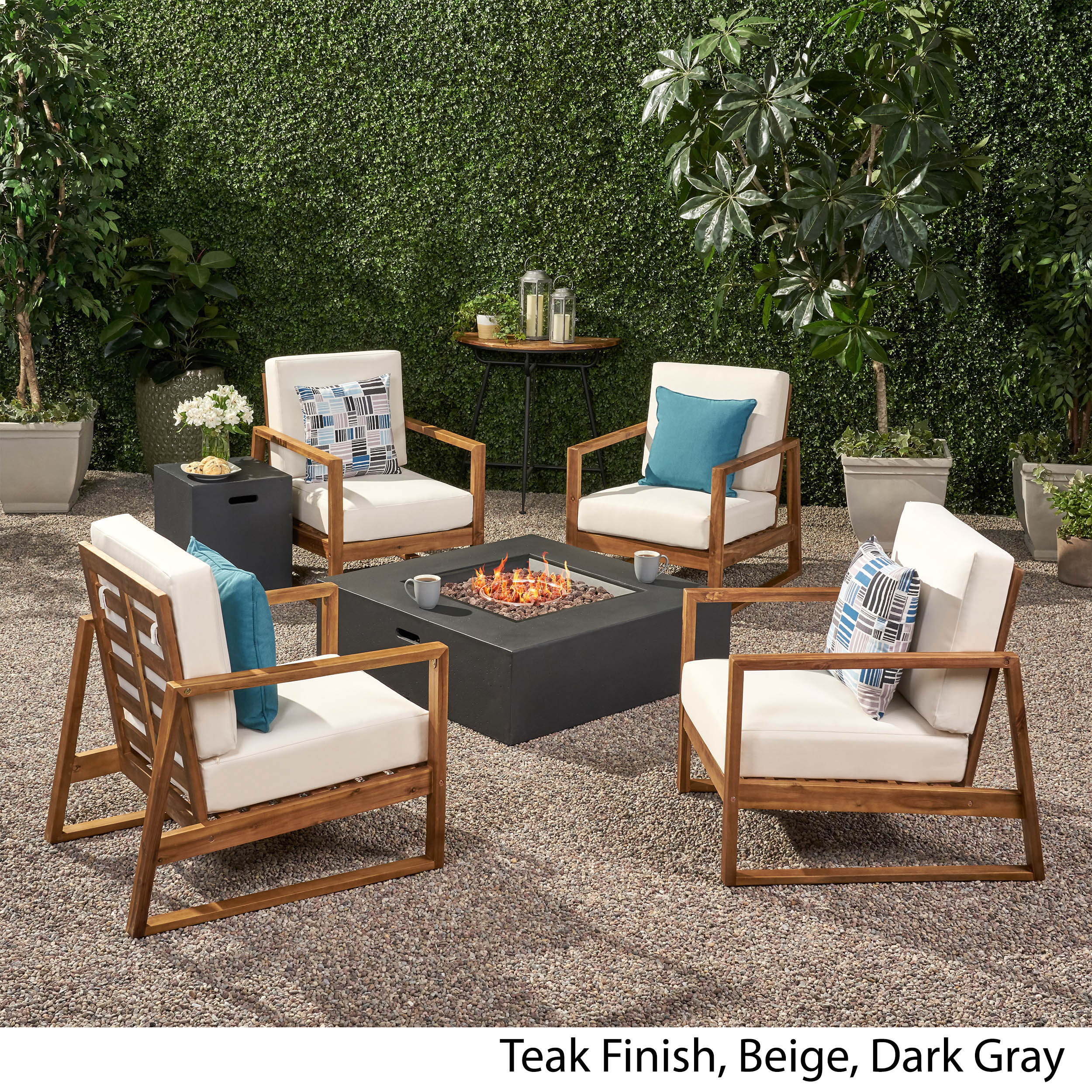 Marlee Outdoor 4 Seater Chat Set with Fire Pit