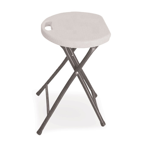 Iceberg Rough n Ready Folding Stool， Backless， Supports Up to 300 lb， 26 Seat Height， White Seat， Charcoal Base， 4/Carton (64573)