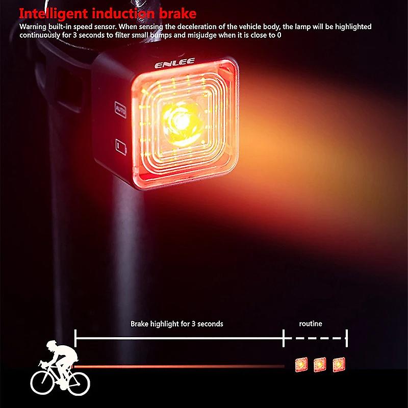 Usb Rechargeable Bike Light Front Headlight And Rear Set Led Bicycle Lamp 120 Lumen Ip66 Waterproof Cycling Smart Sensor Brake