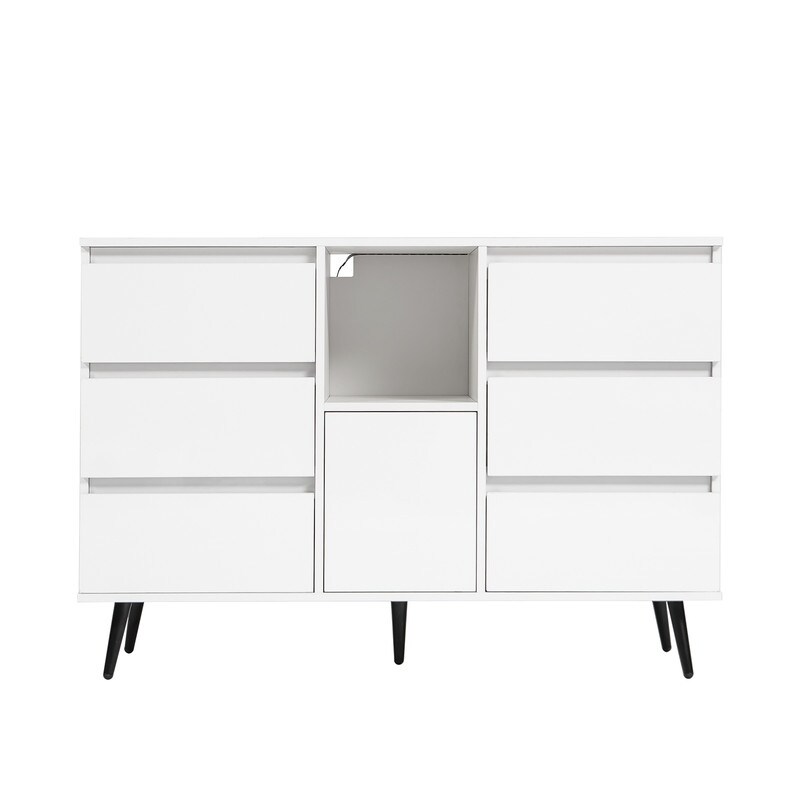 High Gloss Cupboard Buffet Sideboard Storage Cabinet with LED Light