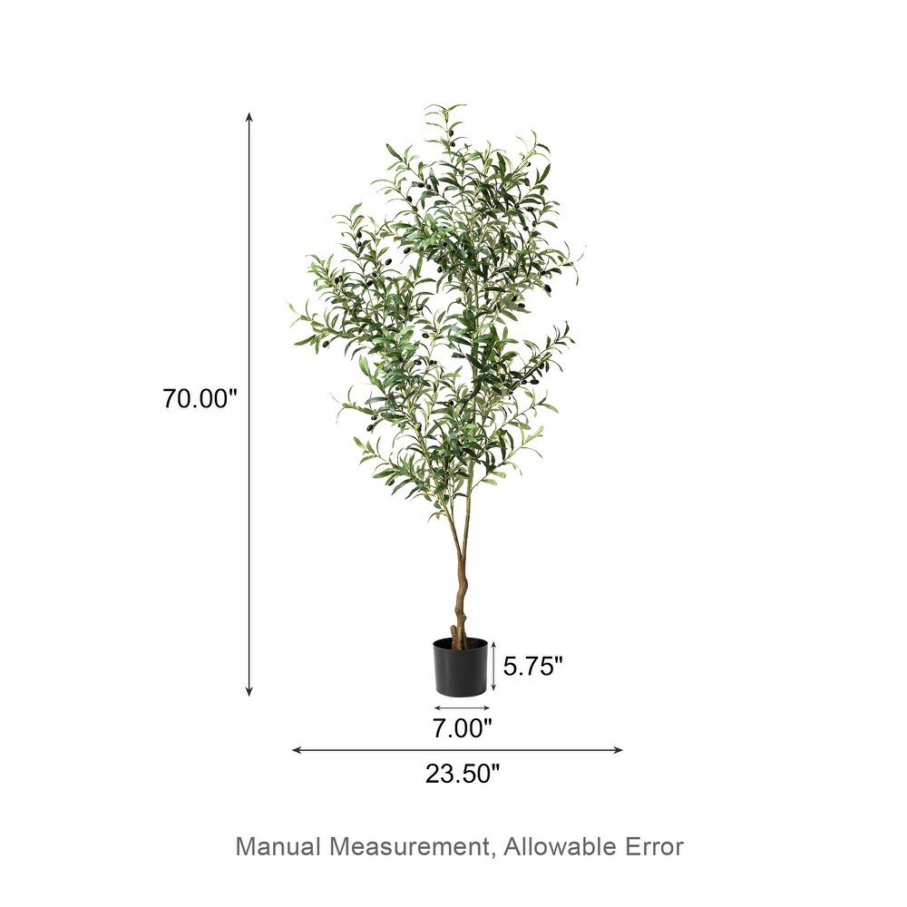 Glitzhome 6ft Faux Olive Artificial Tree With Black Pot   23.5\