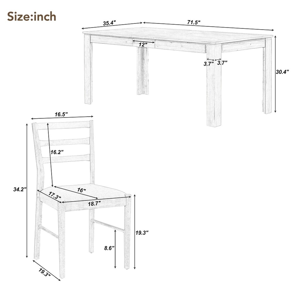 7 Piece Wooden Dining Table Set Extendable Table with 12\