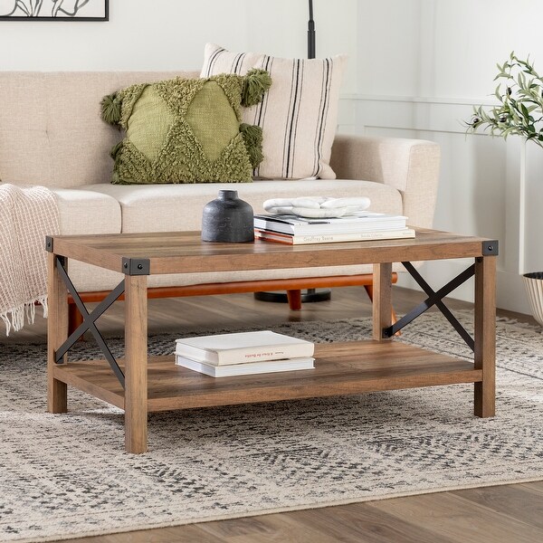 Middlebrook Kujawa Metal Coffee Table with X-shaped Metal Accents