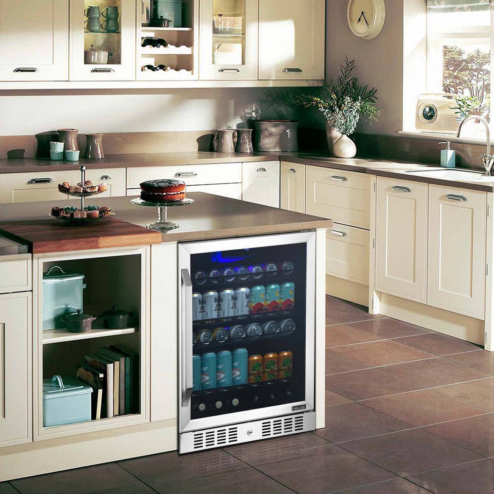 NewAir 24 in. 177 Can Capacity Built-in or Freestanding Beverage Refrigerator and Cooler NBC177SS00