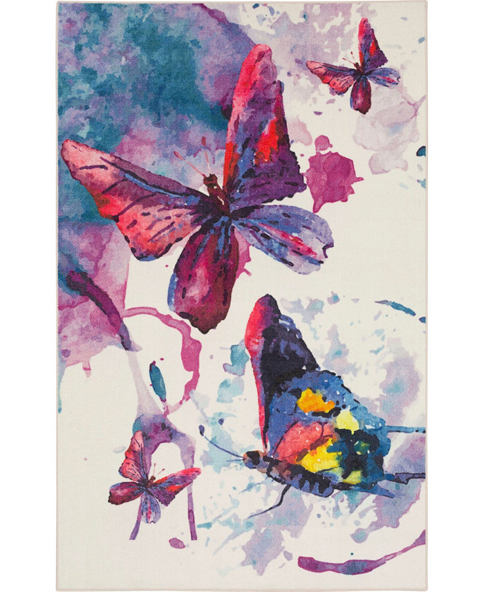 Mohawk Prismatic Watercolor Butterflies Kids Rug 5 x 8 Area Rug