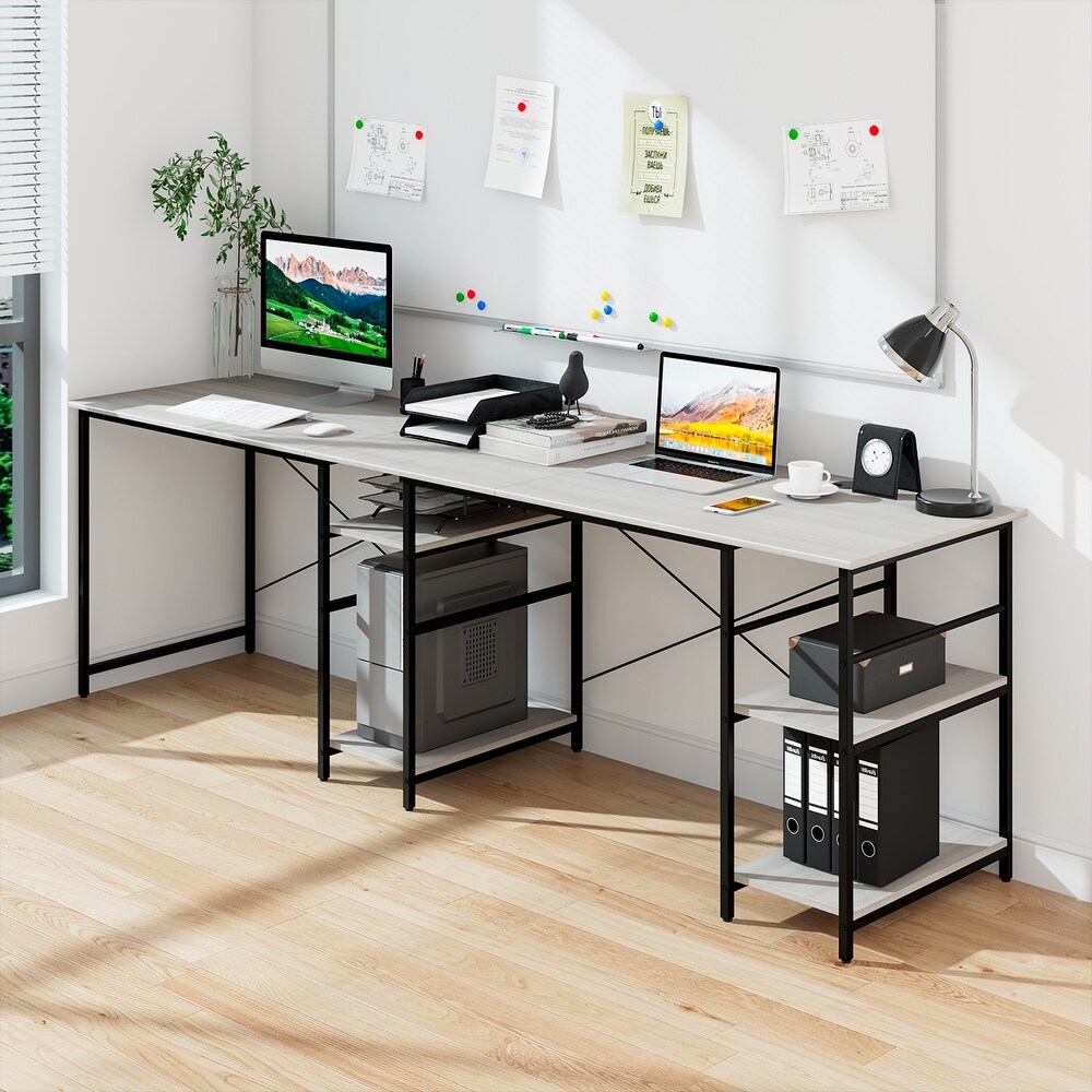 Costway 95'' Convertible L shaped Corner Computer Desk 2 Person Long