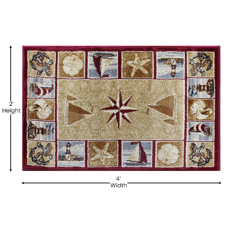 Masada Rugs Masada Rugs 2'x3' Area Rug Mat with Nautical Scene