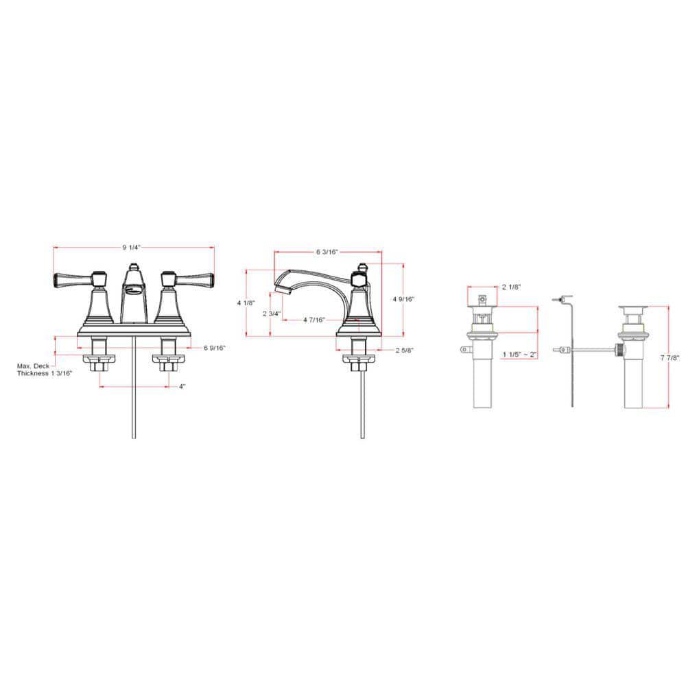 Design House Torino 4 in Centerset 2Handle Bathroom Faucet in Satin Nickel